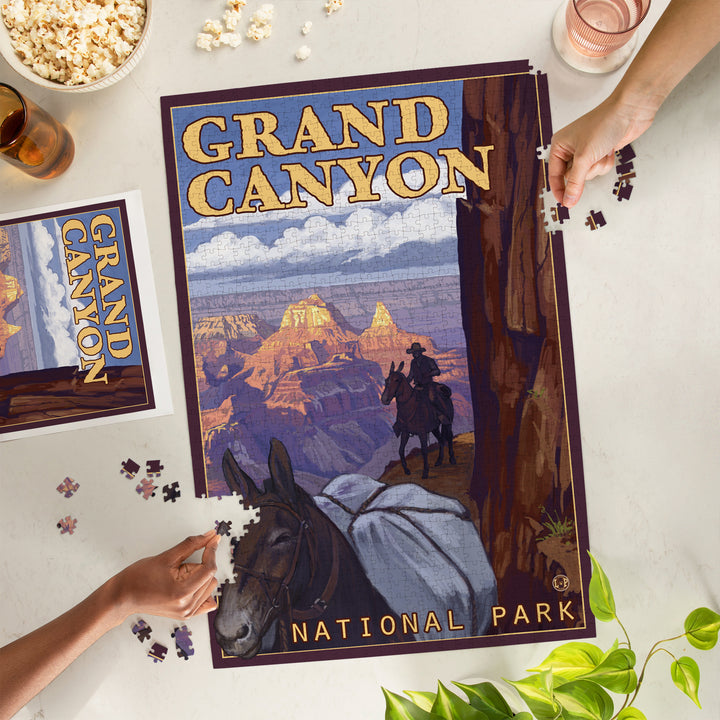 Grand Canyon National Park, Arizona, Mule Train, Jigsaw Puzzle Puzzle Lantern Press 