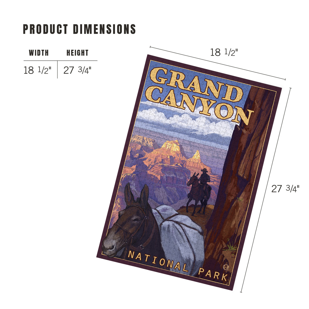 Grand Canyon National Park, Arizona, Mule Train, Jigsaw Puzzle Puzzle Lantern Press 