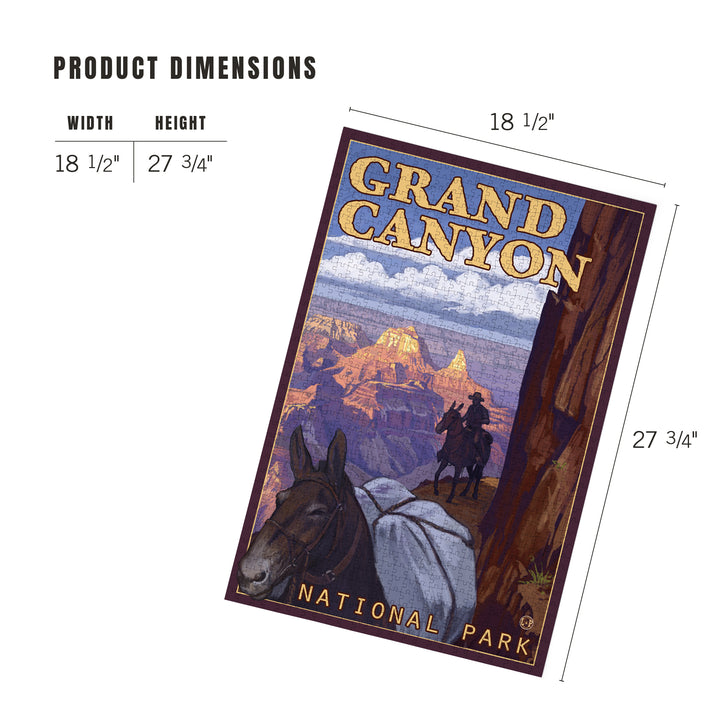 Grand Canyon National Park, Arizona, Mule Train, Jigsaw Puzzle Puzzle Lantern Press 