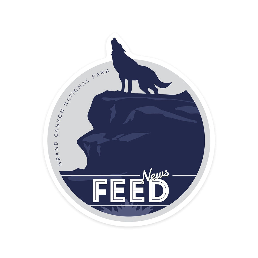 Grand Canyon National Park, Arizona, News Feed, Howling Wolf, Contour, Vinyl Sticker Sticker Lantern Press 