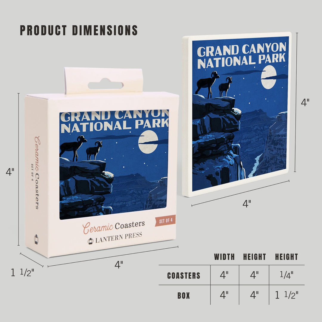 Grand Canyon National Park, Arizona, Night Scene, Coasters Coasters Lantern Press 