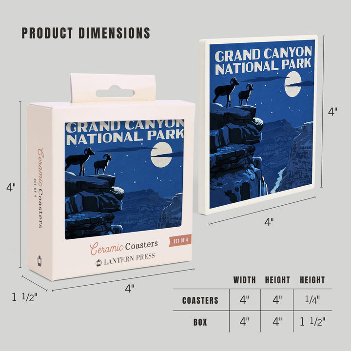 Grand Canyon National Park, Arizona, Night Scene, Coasters Coasters Lantern Press 