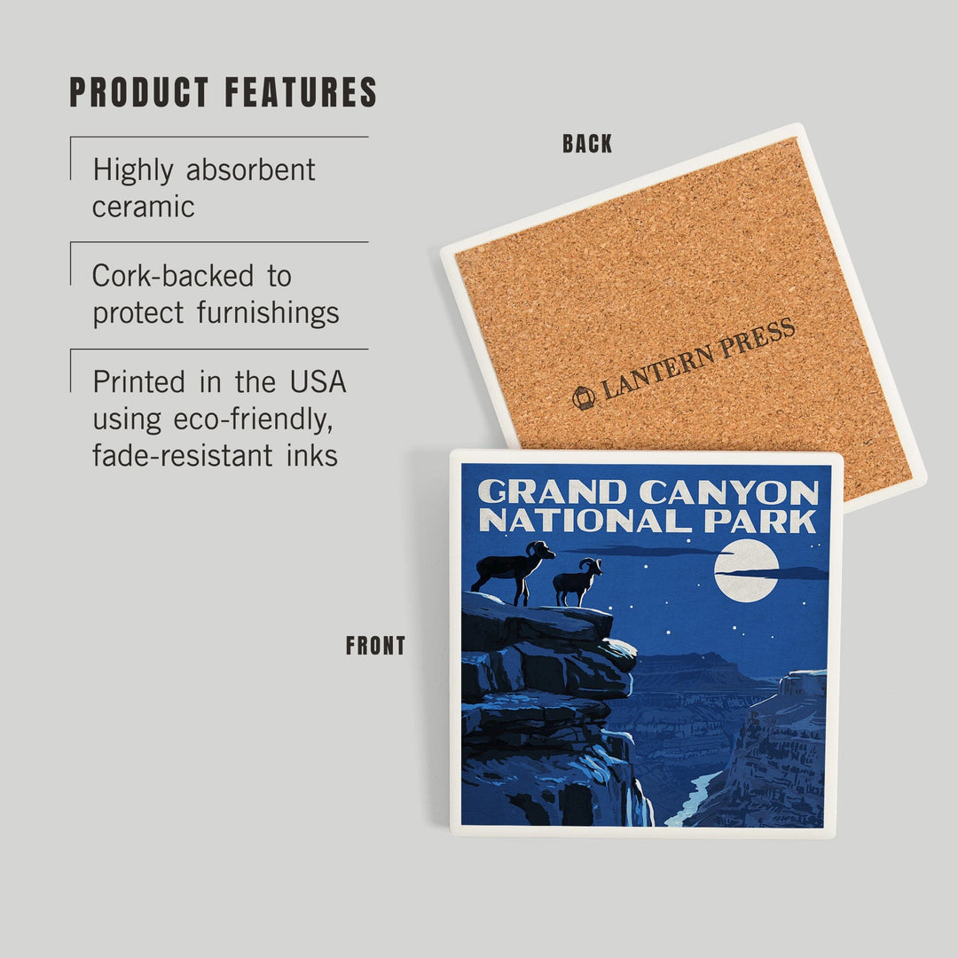 Grand Canyon National Park, Arizona, Night Scene, Coasters Coasters Lantern Press 
