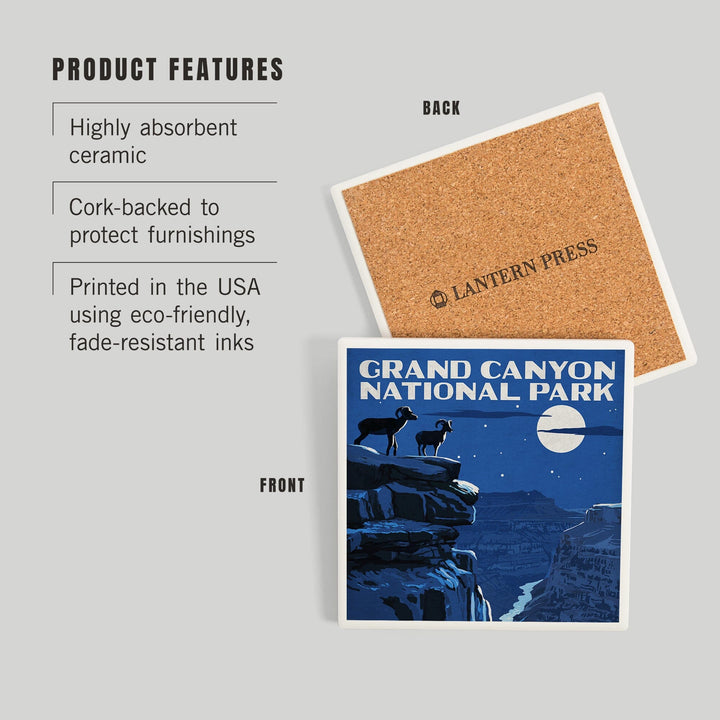 Grand Canyon National Park, Arizona, Night Scene, Coasters Coasters Lantern Press 