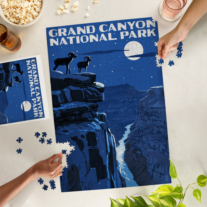 Grand Canyon National Park, Arizona, Night Scene, Jigsaw Puzzle Puzzle Lantern Press 