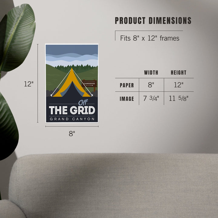 Grand Canyon National Park, Arizona, Off the Grid (Tent), Discover, Vector, Art & Giclee Prints Art Lantern Press 