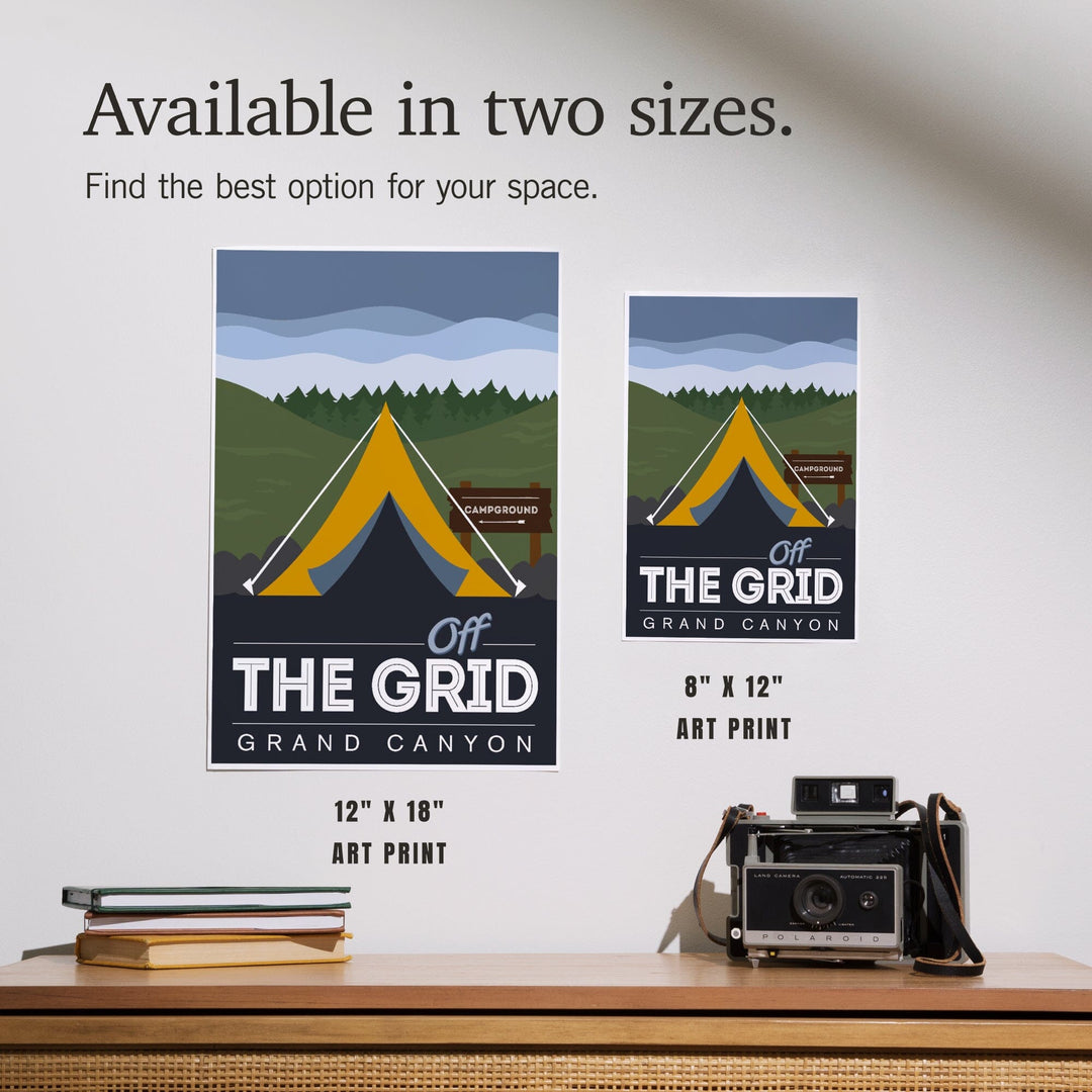 Grand Canyon National Park, Arizona, Off the Grid (Tent), Discover, Vector, Art & Giclee Prints Art Lantern Press 