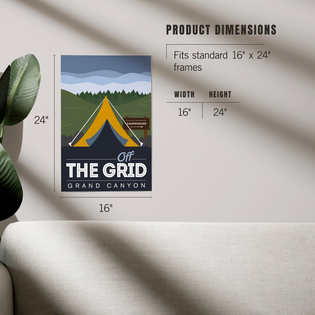 Grand Canyon National Park, Arizona, Off the Grid (Tent), Discover, Vector, Art & Giclee Prints Art Lantern Press 