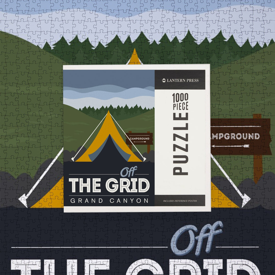 Grand Canyon National Park, Arizona, Off the Grid (Tent), Discover, Vector, Jigsaw Puzzle Puzzle Lantern Press 