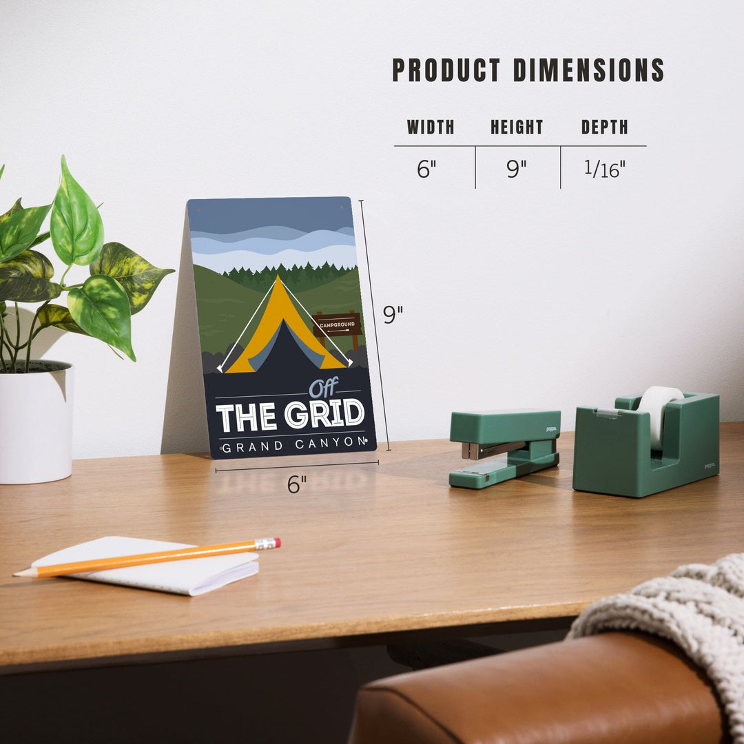 Grand Canyon National Park, Arizona, Off the Grid (Tent), Discover, Vector, Metal Signs Metal Lantern Press 