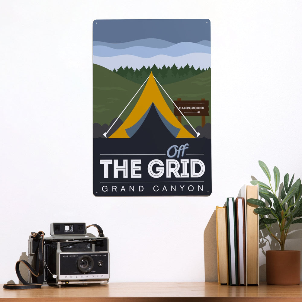 Grand Canyon National Park, Arizona, Off the Grid (Tent), Discover, Vector, Metal Signs Metal Lantern Press 