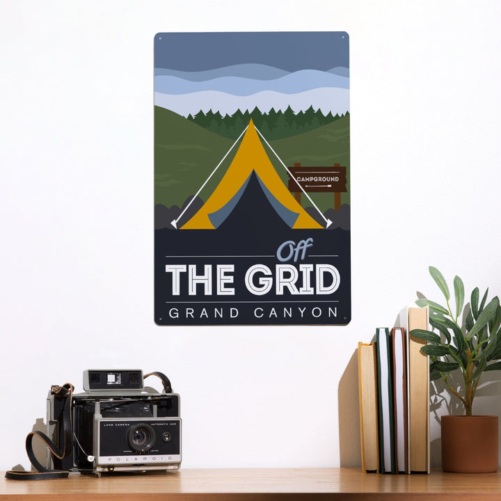 Grand Canyon National Park, Arizona, Off the Grid (Tent), Discover, Vector, Metal Signs Metal Lantern Press 