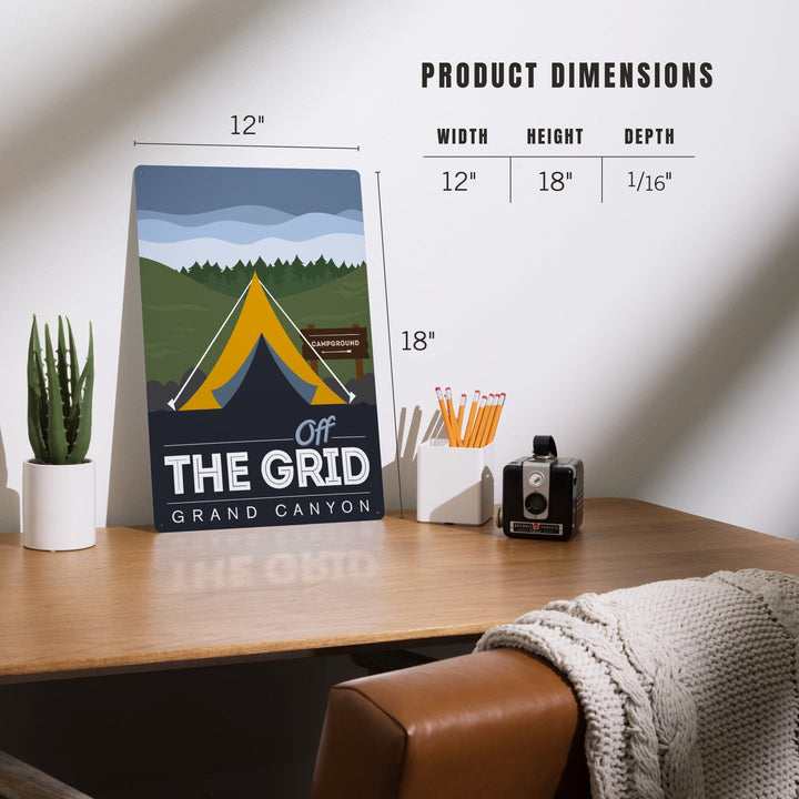 Grand Canyon National Park, Arizona, Off the Grid (Tent), Discover, Vector, Metal Signs Metal Lantern Press 