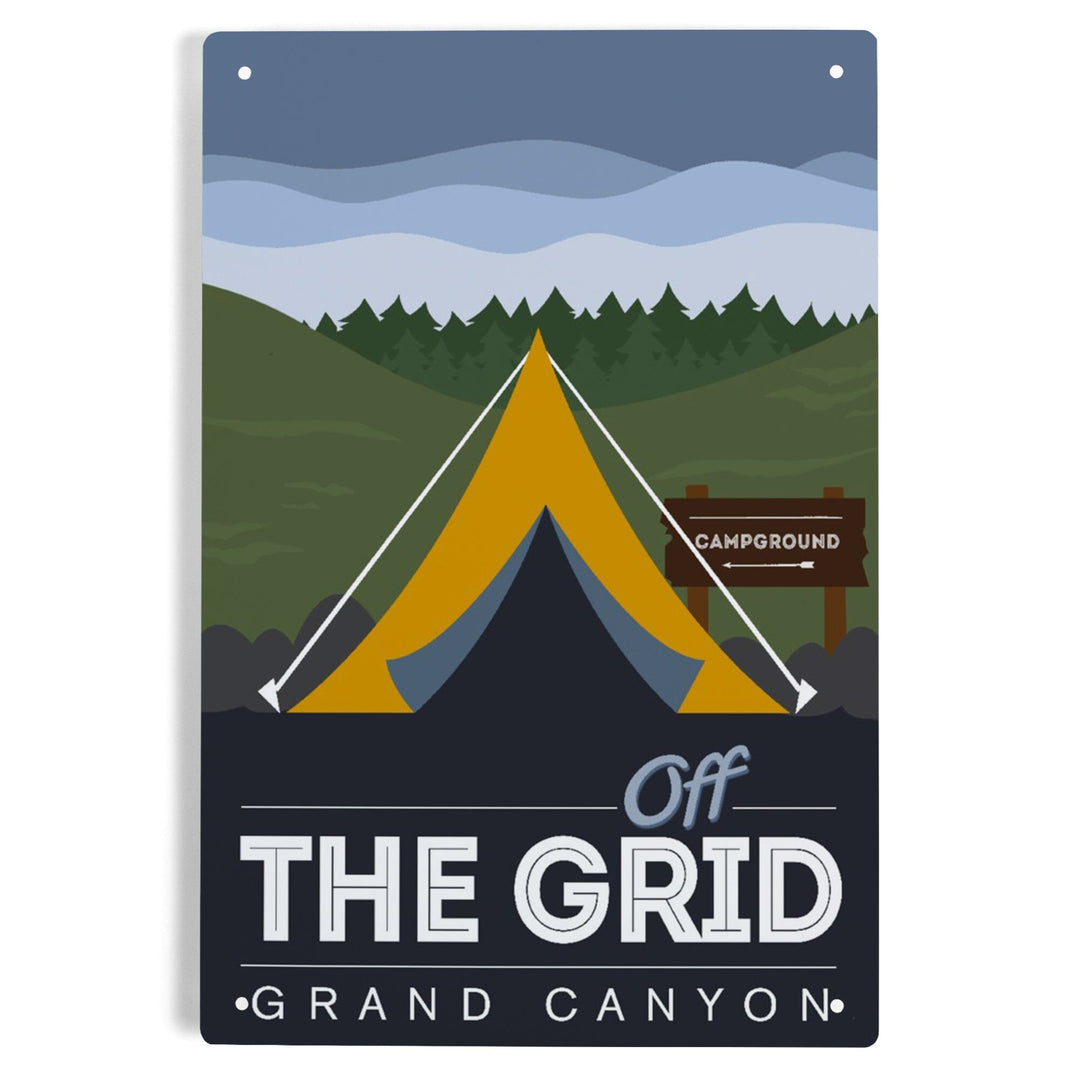 Grand Canyon National Park, Arizona, Off the Grid (Tent), Discover, Vector, Metal Signs Metal Lantern Press 