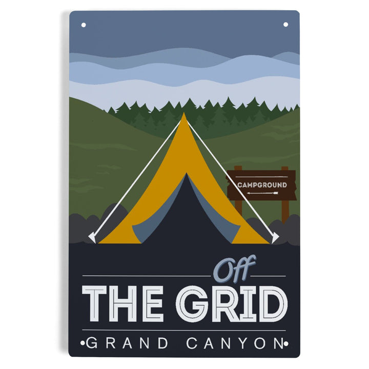 Grand Canyon National Park, Arizona, Off the Grid (Tent), Discover, Vector, Metal Signs Metal Lantern Press 