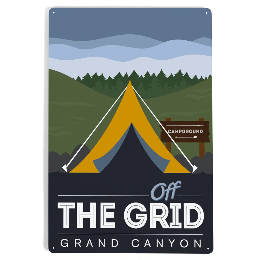 Grand Canyon National Park, Arizona, Off the Grid (Tent), Discover, Vector, Metal Signs Metal Lantern Press 