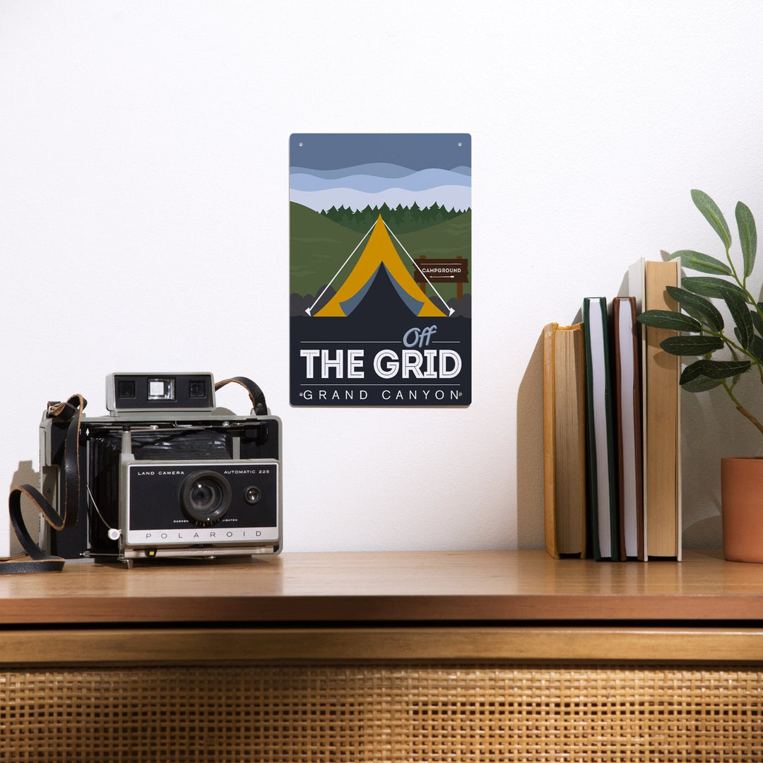 Grand Canyon National Park, Arizona, Off the Grid (Tent), Discover, Vector, Metal Signs Metal Lantern Press 