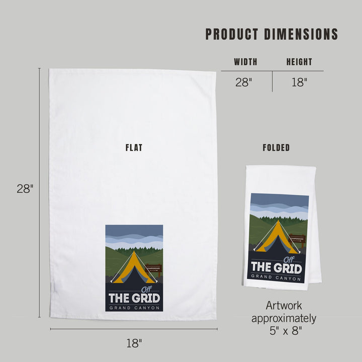 Grand Canyon National Park, Arizona, Off the Grid (Tent), Discover, Vector, Organic Cotton Kitchen Tea Towels Kitchen Lantern Press 