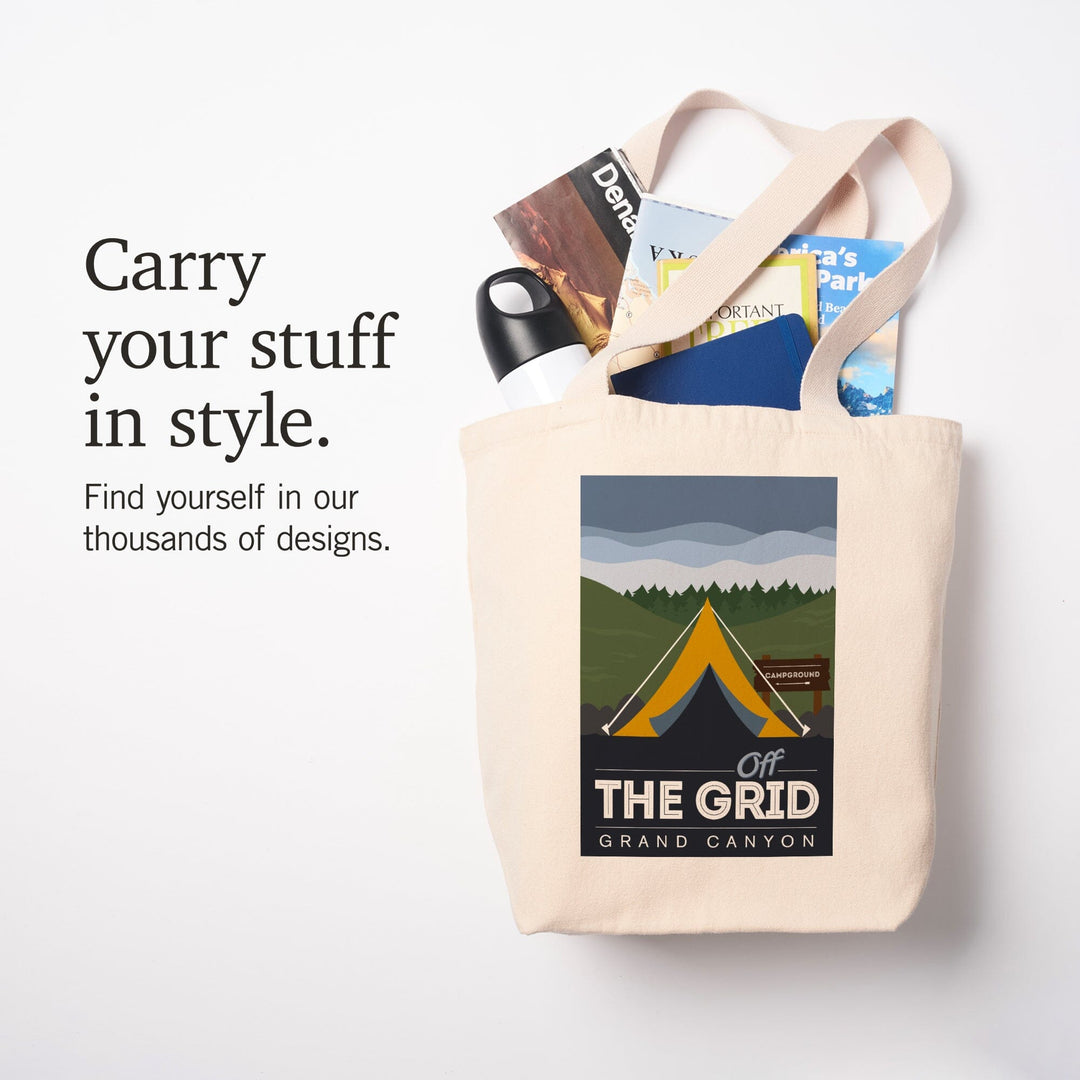 Grand Canyon National Park, Arizona, Off the Grid (Tent), Discover, Vector, Tote Bag Totes Lantern Press 