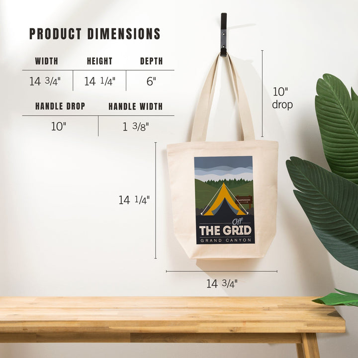 Grand Canyon National Park, Arizona, Off the Grid (Tent), Discover, Vector, Tote Bag Totes Lantern Press 