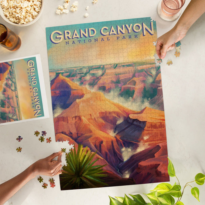 Grand Canyon National Park, Arizona, Oil Painting, Jigsaw Puzzle - Lantern Press