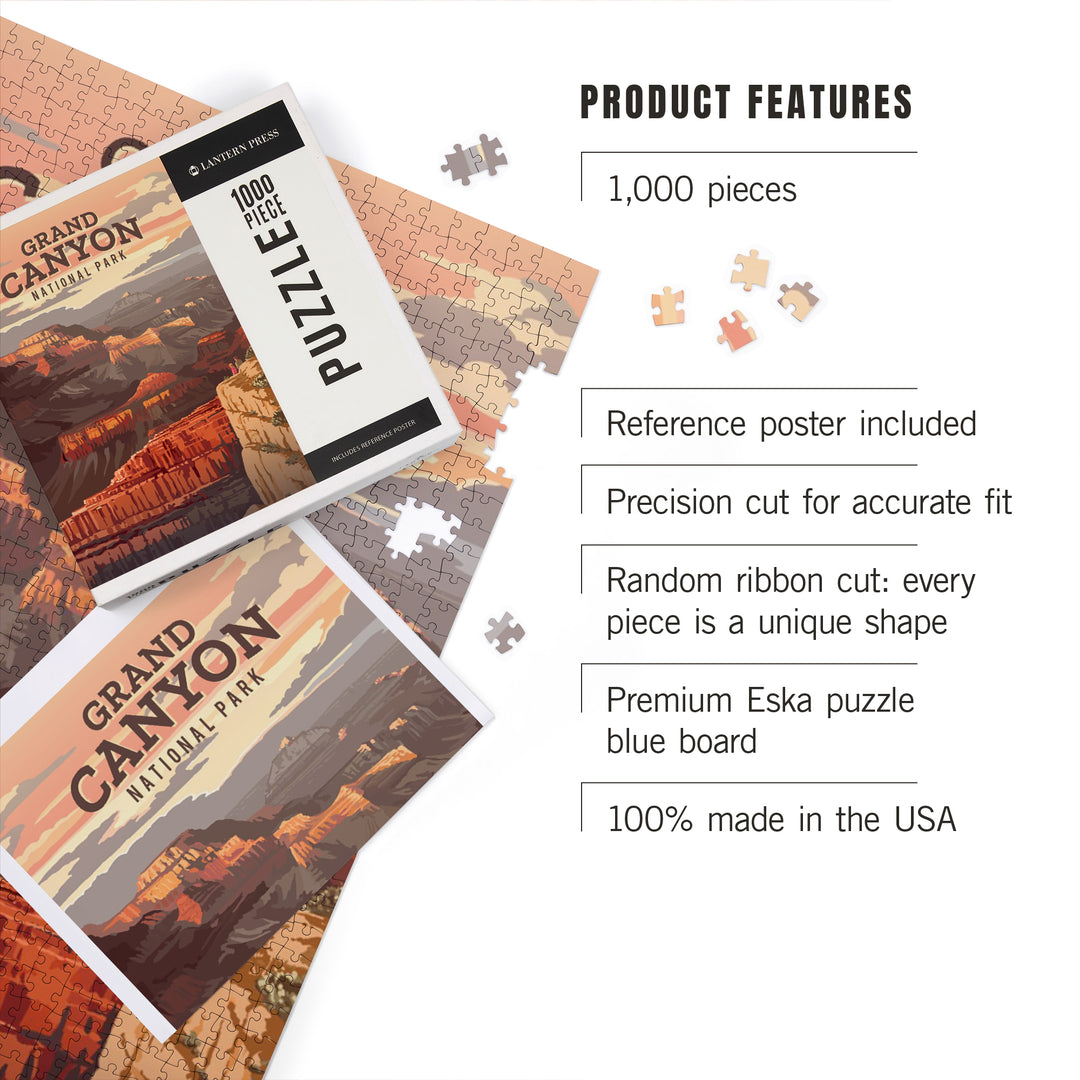Grand Canyon National Park, Arizona, Painterly National Park Series, Jigsaw Puzzle Puzzle Lantern Press 