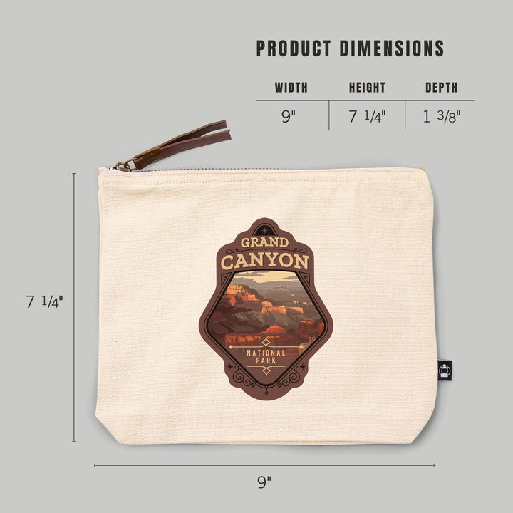 Grand Canyon National Park, Arizona, Painterly National Park Series,, Organic Cotton Zipper Pouch, Go Bag Go Bag Lantern Press 