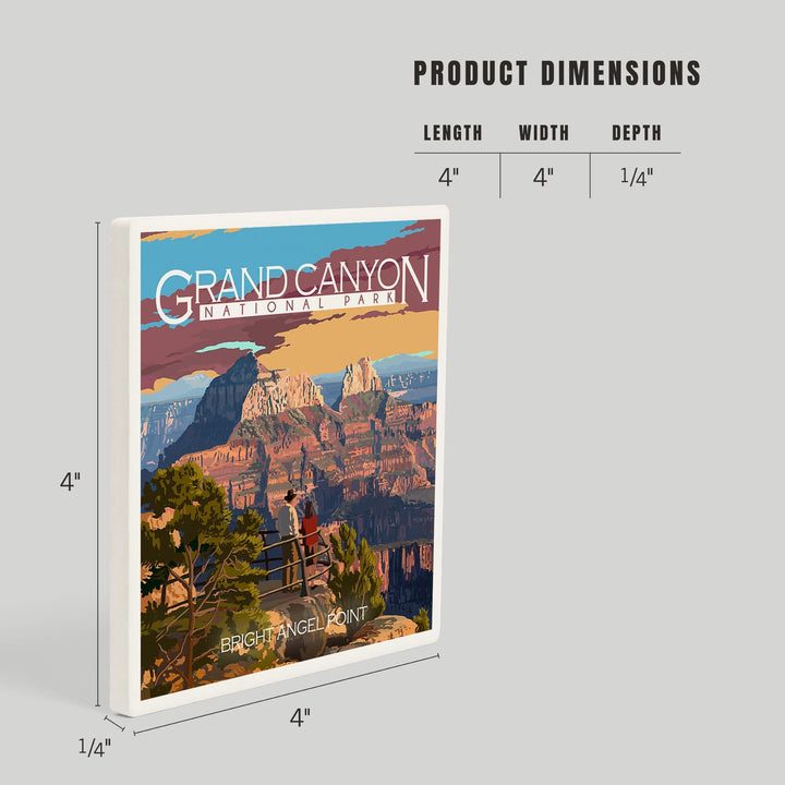 Grand Canyon National Park, Arizona, Painterly Series, Bright Angel Point, Coasters Coasters Lantern Press 