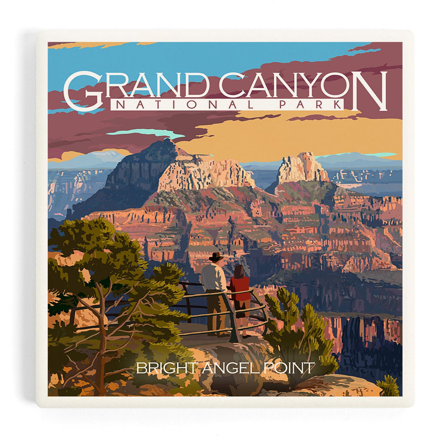 Grand Canyon National Park, Arizona, Painterly Series, Bright Angel Point, Coasters Coasters Lantern Press 