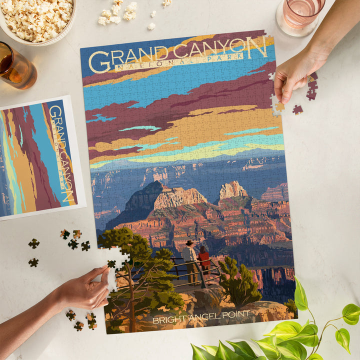 Grand Canyon National Park, Arizona, Painterly Series, Bright Angel Point, Jigsaw Puzzle Puzzle Lantern Press 