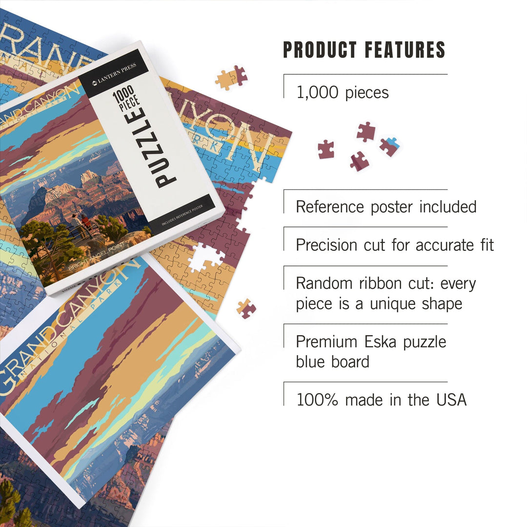 Grand Canyon National Park, Arizona, Painterly Series, Bright Angel Point, Jigsaw Puzzle Puzzle Lantern Press 