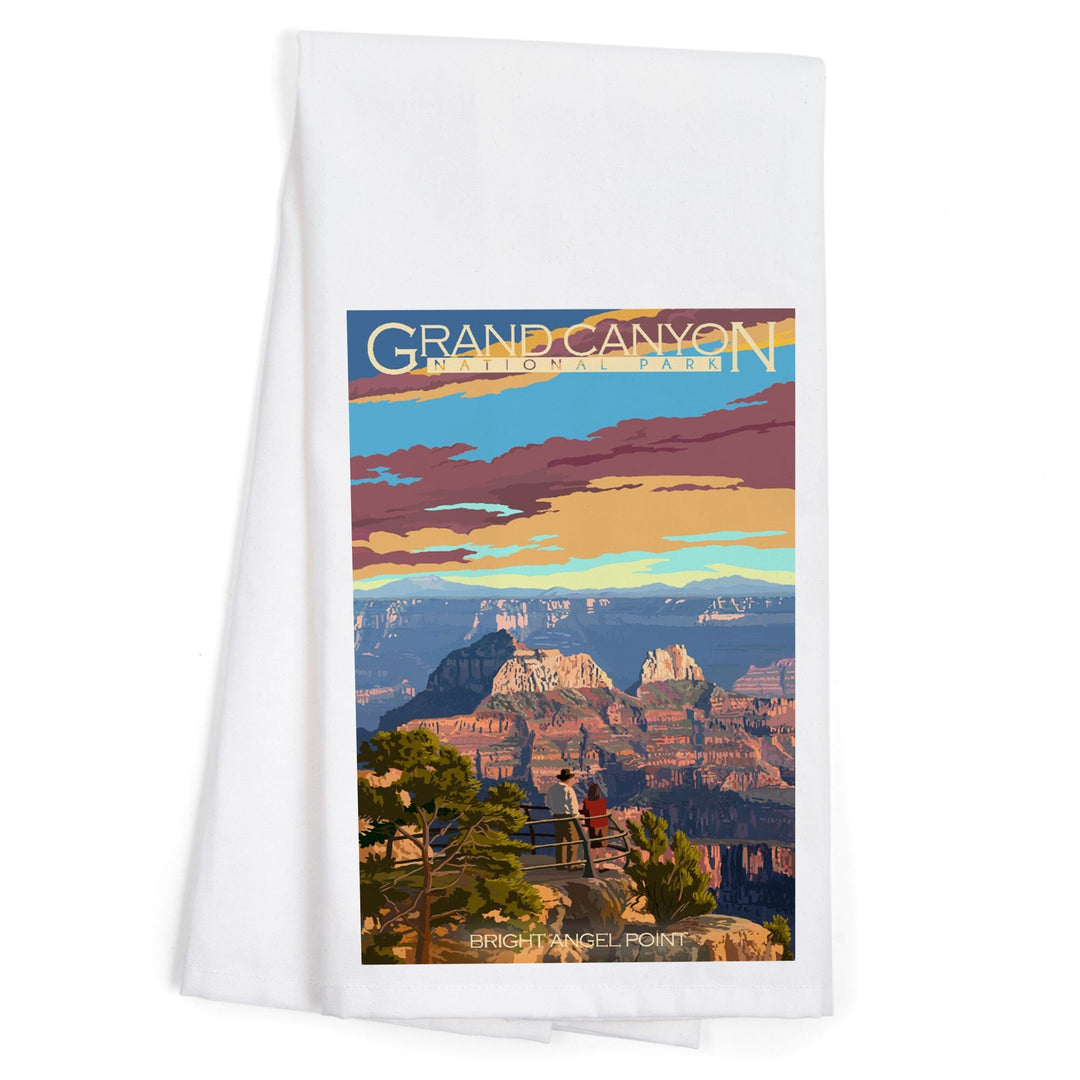 Grand Canyon National Park, Arizona, Painterly Series, Bright Angel Point, Organic Cotton Kitchen Tea Towels Kitchen Lantern Press 