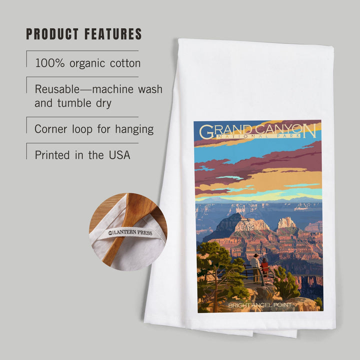 Grand Canyon National Park, Arizona, Painterly Series, Bright Angel Point, Organic Cotton Kitchen Tea Towels Kitchen Lantern Press 