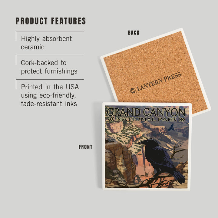 Grand Canyon National Park, Arizona, Ravens at South Rim, Coasters Coasters Lantern Press 