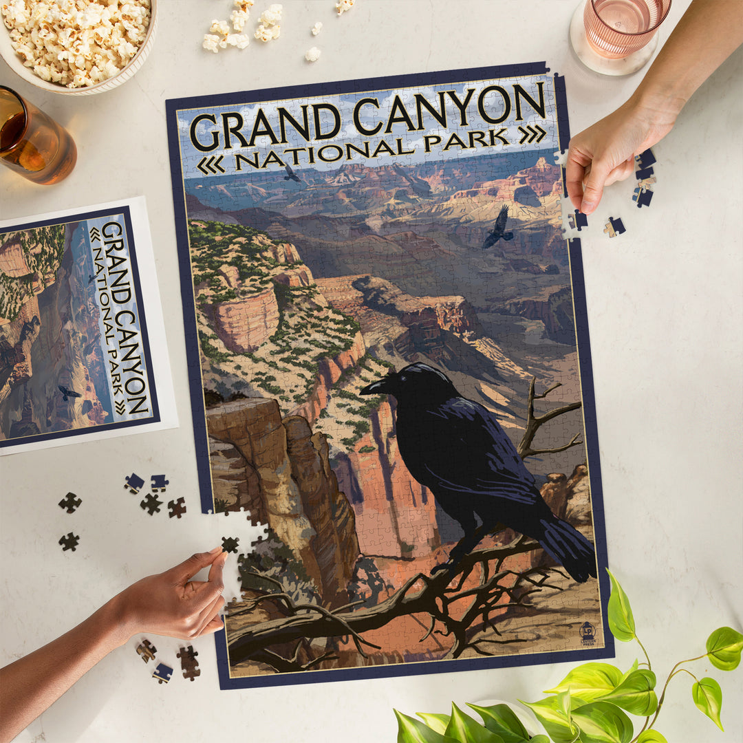 Grand Canyon National Park, Arizona, Ravens at South Rim, Jigsaw Puzzle Puzzle Lantern Press 