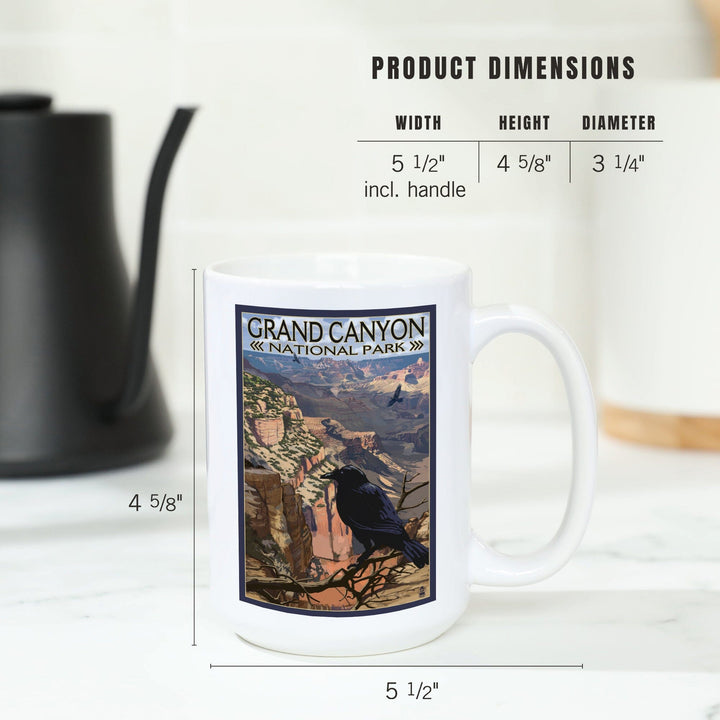 Grand Canyon National Park, Arizona, Ravens at South Rim, Lantern Press Artwork, Ceramic Mug - Lantern Press