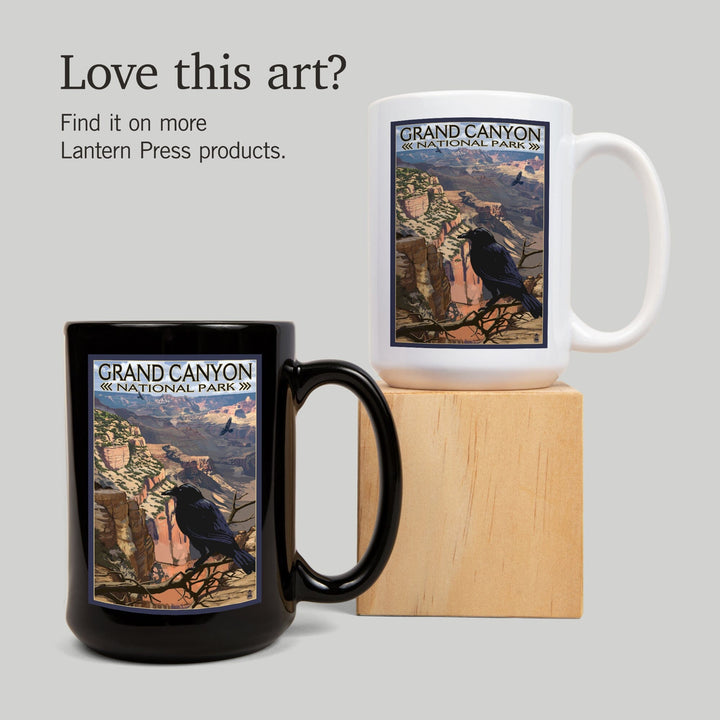 Grand Canyon National Park, Arizona, Ravens at South Rim, Lantern Press Artwork, Ceramic Mug - Lantern Press
