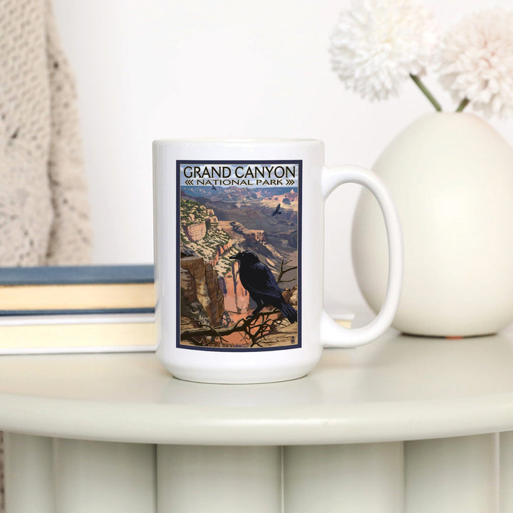 Grand Canyon National Park, Arizona, Ravens at South Rim, Lantern Press Artwork, Ceramic Mug - Lantern Press