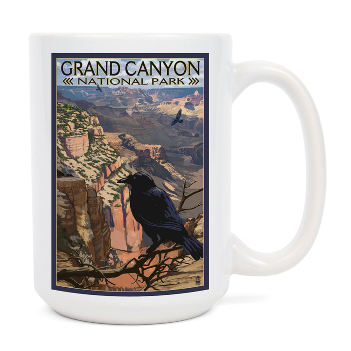 Grand Canyon National Park, Arizona, Ravens at South Rim, Lantern Press Artwork, Ceramic Mug - Lantern Press