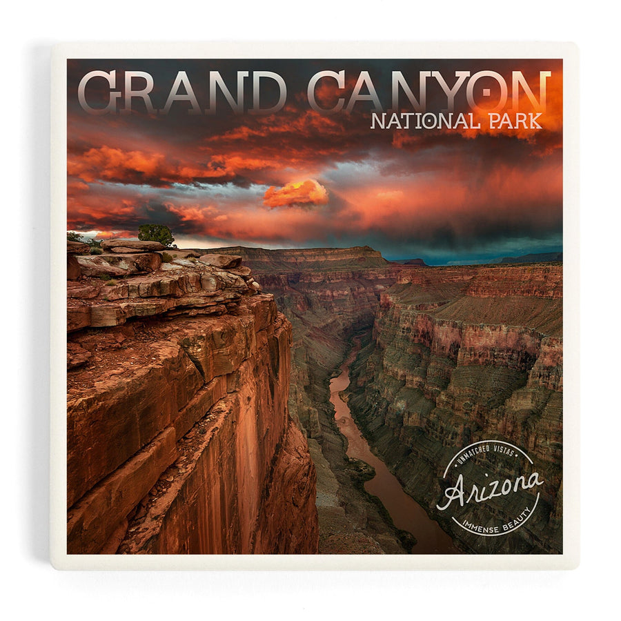 Grand Canyon National Park, Arizona, Red Sky, Coasters Coasters Lantern Press 