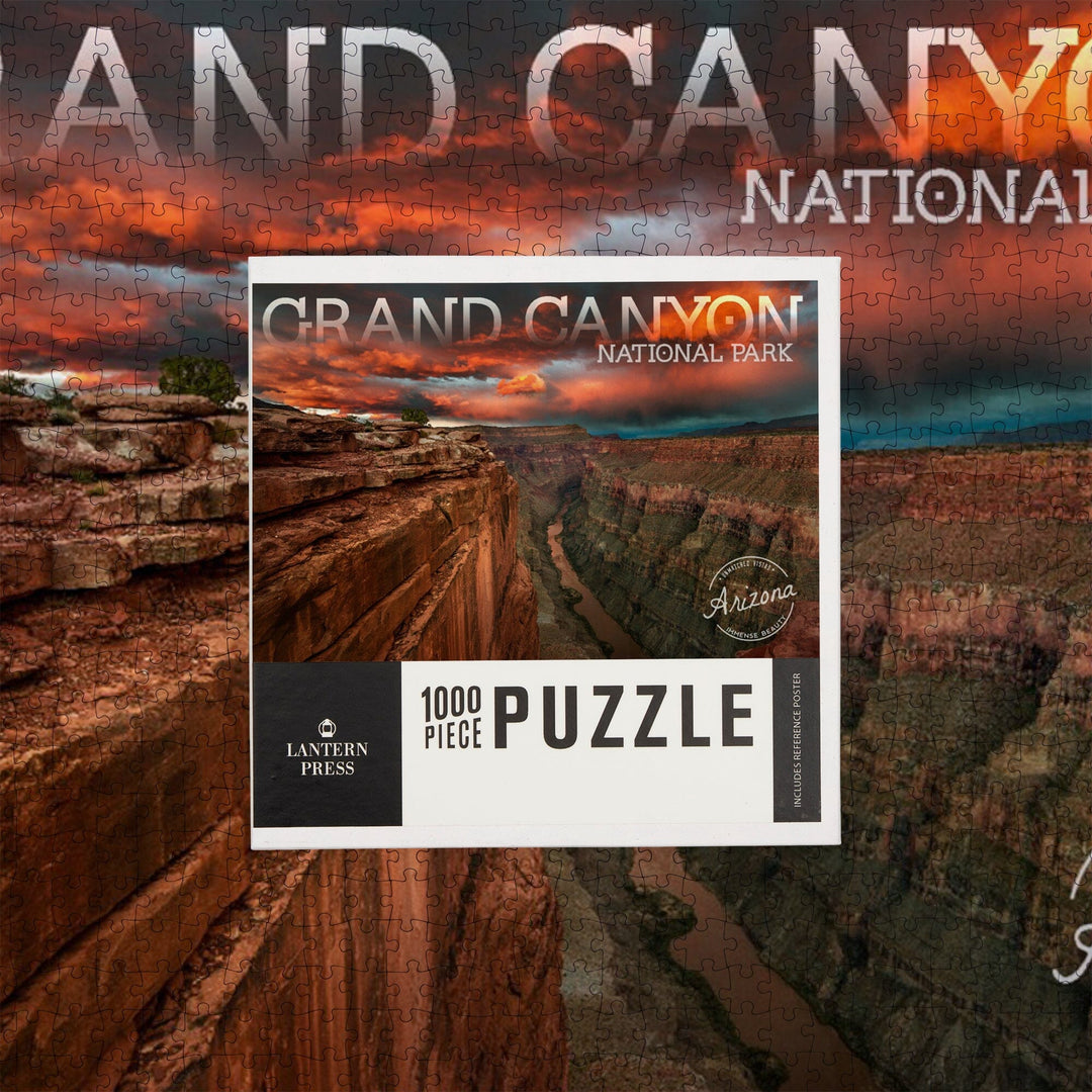 Grand Canyon National Park, Arizona, Red Sky, Jigsaw Puzzle Puzzle Lantern Press 