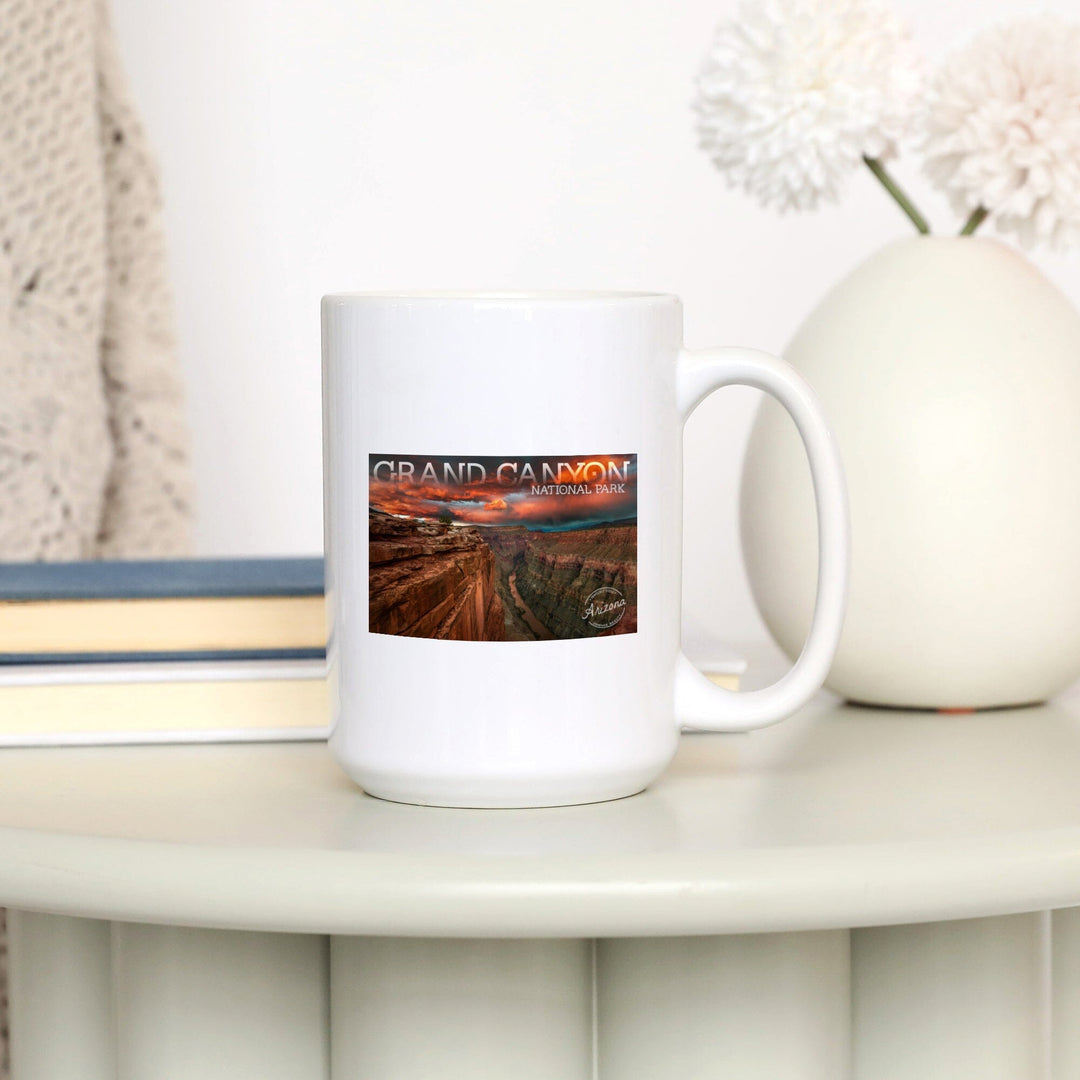 Grand Canyon National Park, Arizona, Red Sky, Lantern Press Photography, Ceramic Mug Mugs Lantern Press 