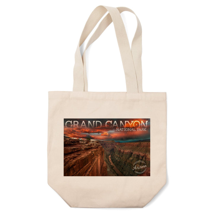 Grand Canyon National Park, Arizona, Red Sky, Lantern Press Photography, Tote Bag Totes Lantern Press 