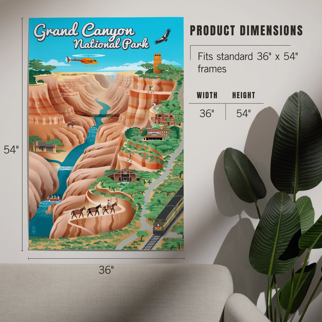 Grand Canyon National Park, Arizona, Retro View, Art & Giclee Prints Art Lantern Press 