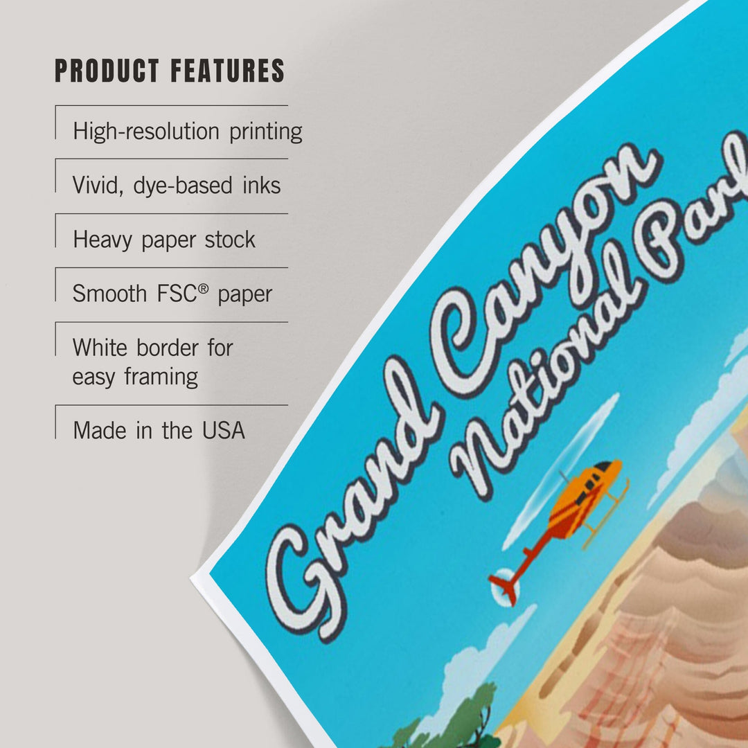 Grand Canyon National Park, Arizona, Retro View, Art & Giclee Prints Art Lantern Press 