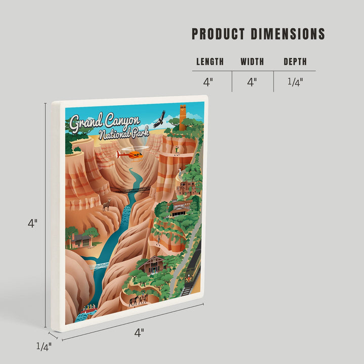 Grand Canyon National Park, Arizona, Retro View, Coasters Coasters Lantern Press 