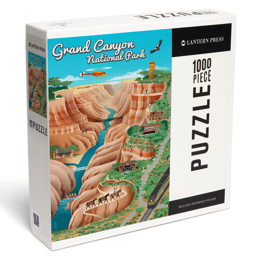 Grand Canyon National Park, Arizona, Retro View, Jigsaw Puzzle Puzzle Lantern Press 