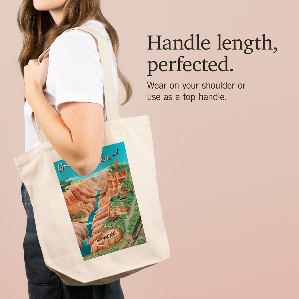 Grand Canyon National Park, Arizona, Retro View, Tote Bag Totes Lantern Press 
