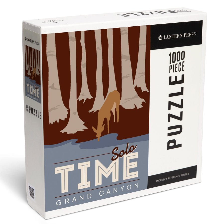 Grand Canyon National Park, Arizona, Solo Time, Deer Drinking, Vector Style, Jigsaw Puzzle Puzzle Lantern Press 