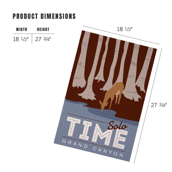 Grand Canyon National Park, Arizona, Solo Time, Deer Drinking, Vector Style, Jigsaw Puzzle Puzzle Lantern Press 